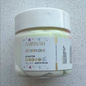 Aminnah Birthday Cake Lip Butter 1oz retails $20.00 USD each